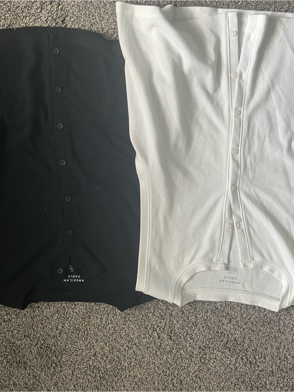 American Eagle Outfitters women’s L Button-Front Tank Top Duo — Black & White